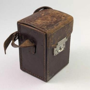 Vintage Hard Leather Camera Case w/Hand Strap - Brown