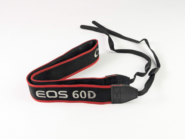 Vintage Canon EOS 60D Neck Strap Nice Silver Embroidered Logo Red Stripes