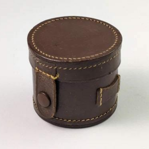 Nice Vintage Leather Lens Case Photo Accessory Box Brown/Burgundy