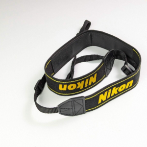 Vintage Nikon 38mm Wide Shoulder Strap 3 Logos Black With Yellow Accents