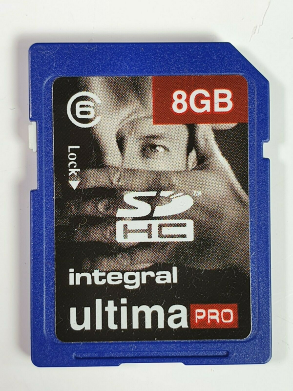 Nice Vintage Integral Ultima Pro 8 GB SD Card Class 6 Memory Card for Old Cameras