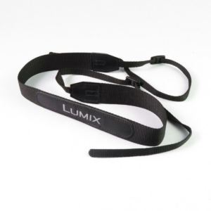 Vintage Panasonic Lumix Strap With a Leatherette Logo Patch Black Silver Logo