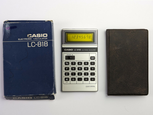 Rare! Vintage Casio LC-818 Electronic Calculator with Yellow Liquid Crystal Display - Japan - LIKE NEW!