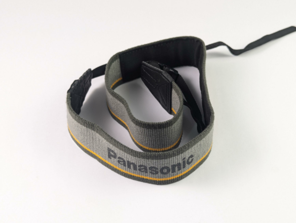 Vintage Panasonic Strap Gray with Green and Orange Stripes Wide Black Logo