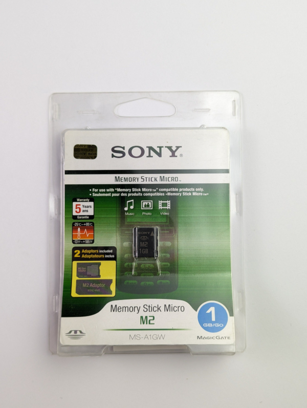 Vintage Sony MS-A1GW 1Gb M2 Memory Card Memory Stick Micro (M2) + MS Duo and Standard Adapters For Vintage phones and cameras  Japan!