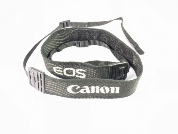 Black Canon EOS Neck Strap Wide Shoulder Strap With a Viewfinder Cover - Made In Japan