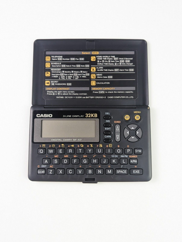 Vintage Casio Digital Diary SF-A7 32KB - Made in Taiwan