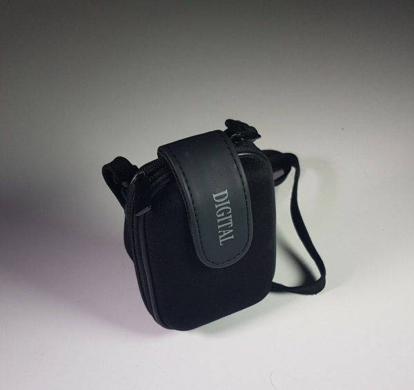 Vintage Hard Case With String Compact Digital Camera Pouch Travel Bag -  Black