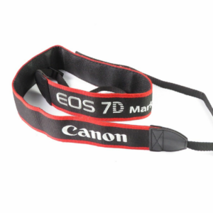 Nice Vintage Canon EOS 7D Mark II Neck Strap Silver Embroidered Logo Red Stripes