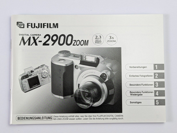 Fujifilm MX-2900 Zoom Digital Camera Bedienungsanleitung - Deutsche Fassung