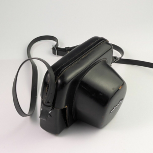 Vintage Hard Leather Case for Minolta High-Matic Black Fitted Case w/Strap Japan