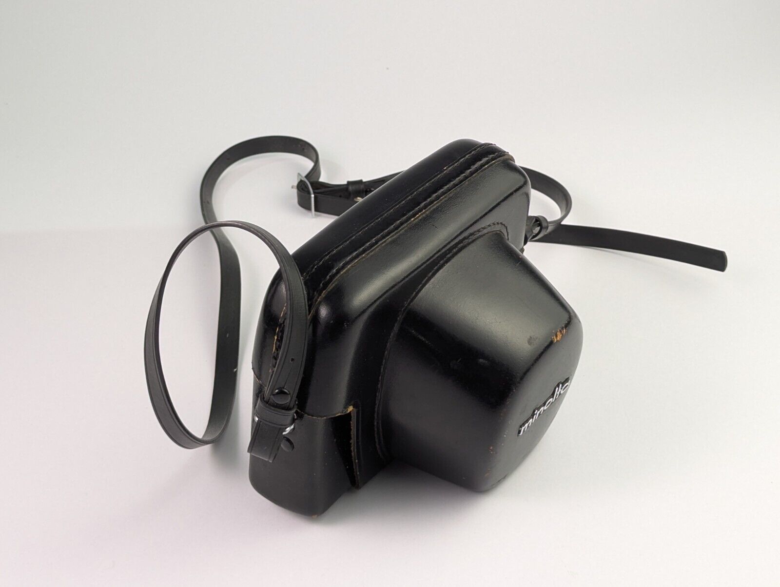 Vintage Hard Leather Case for Minolta High-Matic Black Fitted Case w/Strap Japan