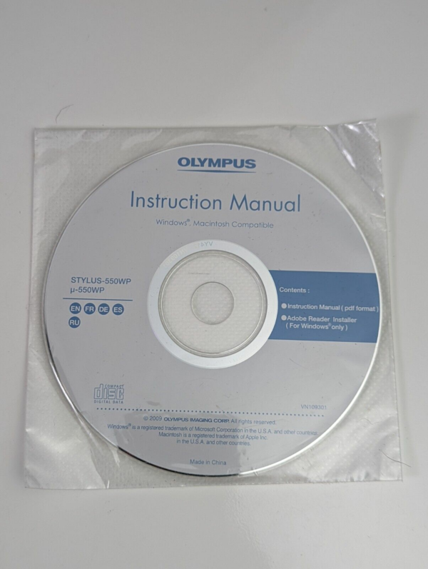 Genuine OEM CD Olympus Instruction Manual Stylus 550WP μ550WP - Windows & Mac