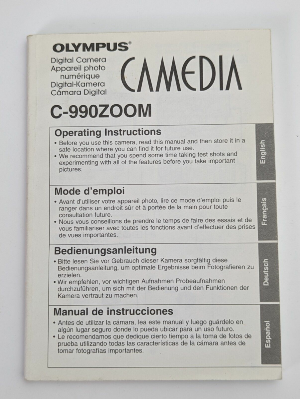 Original Olympus Camedia C-990Zoom Operating Instructions - Print - EN FR DE ES