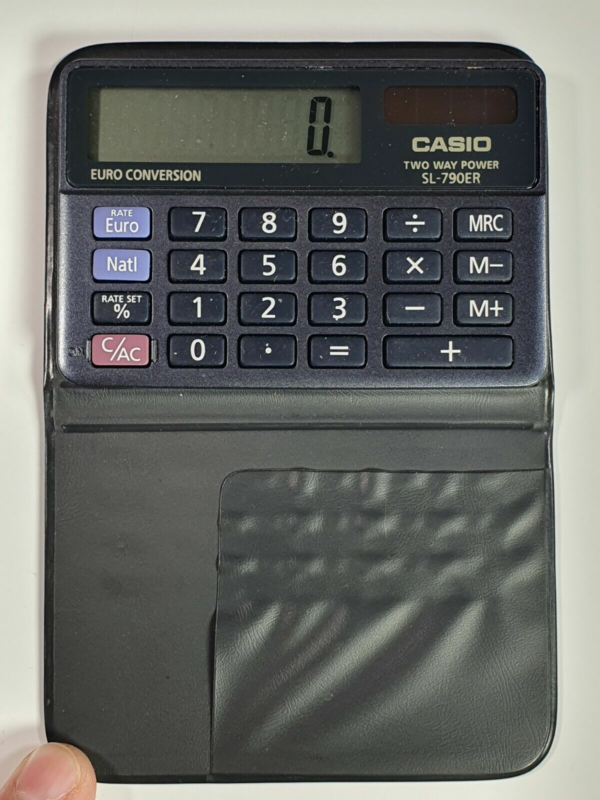 RARE Casio SL-790ER calculator Solar + Battery 8 Digit Euro Convertion