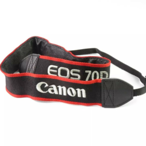 Vintage Canon EOS 70D Neck Strap Nice Silver Embroidered Logo Red Stripes
