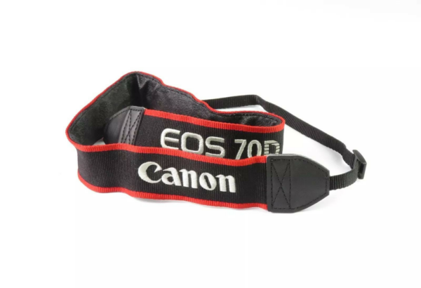 Vintage Canon EOS 70D Neck Strap Nice Silver Embroidered Logo Red Stripes