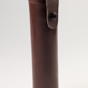 Vintage Leather Cylindrical Tripod Tube Case w/Red Lining Inside