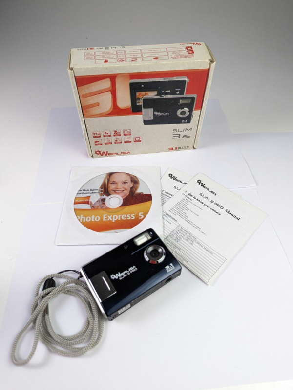 Very Nice Werlisa Slim 3 PRO 3.1Mpx Digital Camera in Orig. Box + CD & Manual