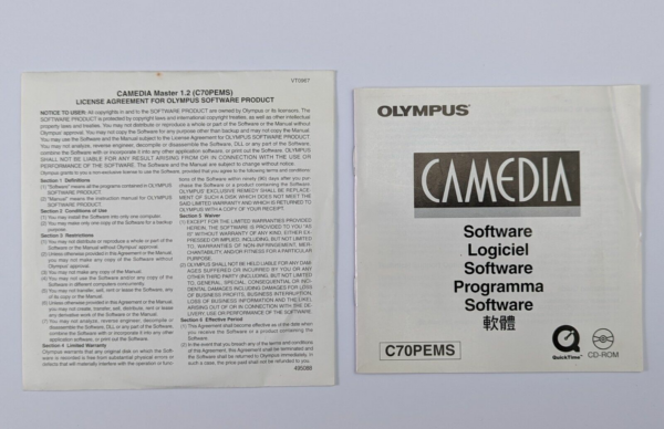 Olympus Camedia Software Camedia Master 1.2 (C70PEMS) for Win & Mac + Manual