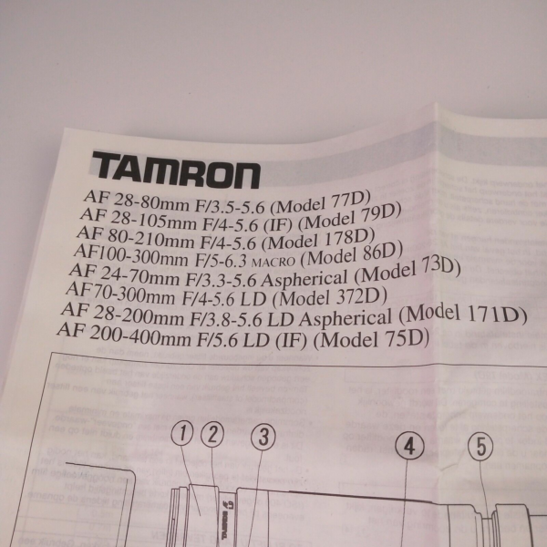 Vintage TAMRON Instruction Guide for Mounts 77D 79D 178D 86D 73D 372D 75D 171D